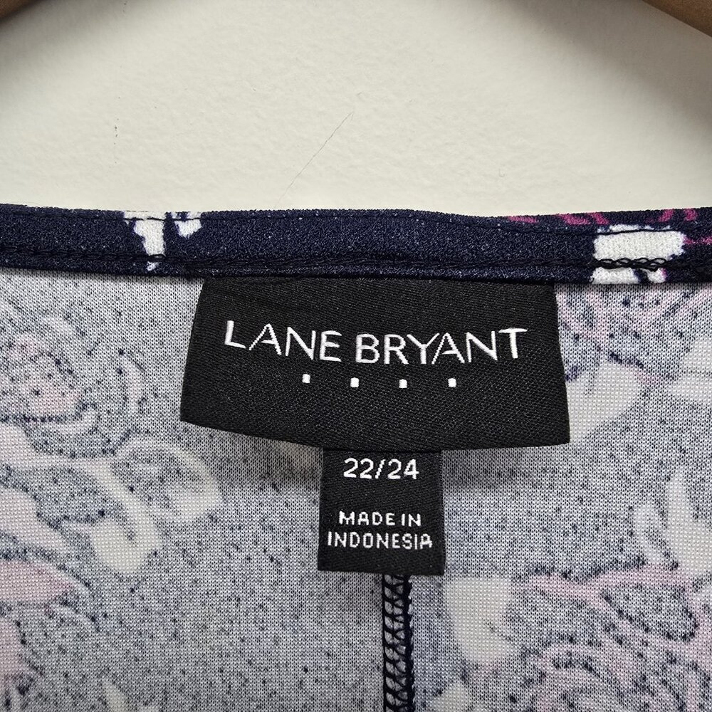 Lane Bryant Outlet Floral Stretch Bell Sleeve Dress Size 22/24 Blue Purple White - Picture 3 of 8